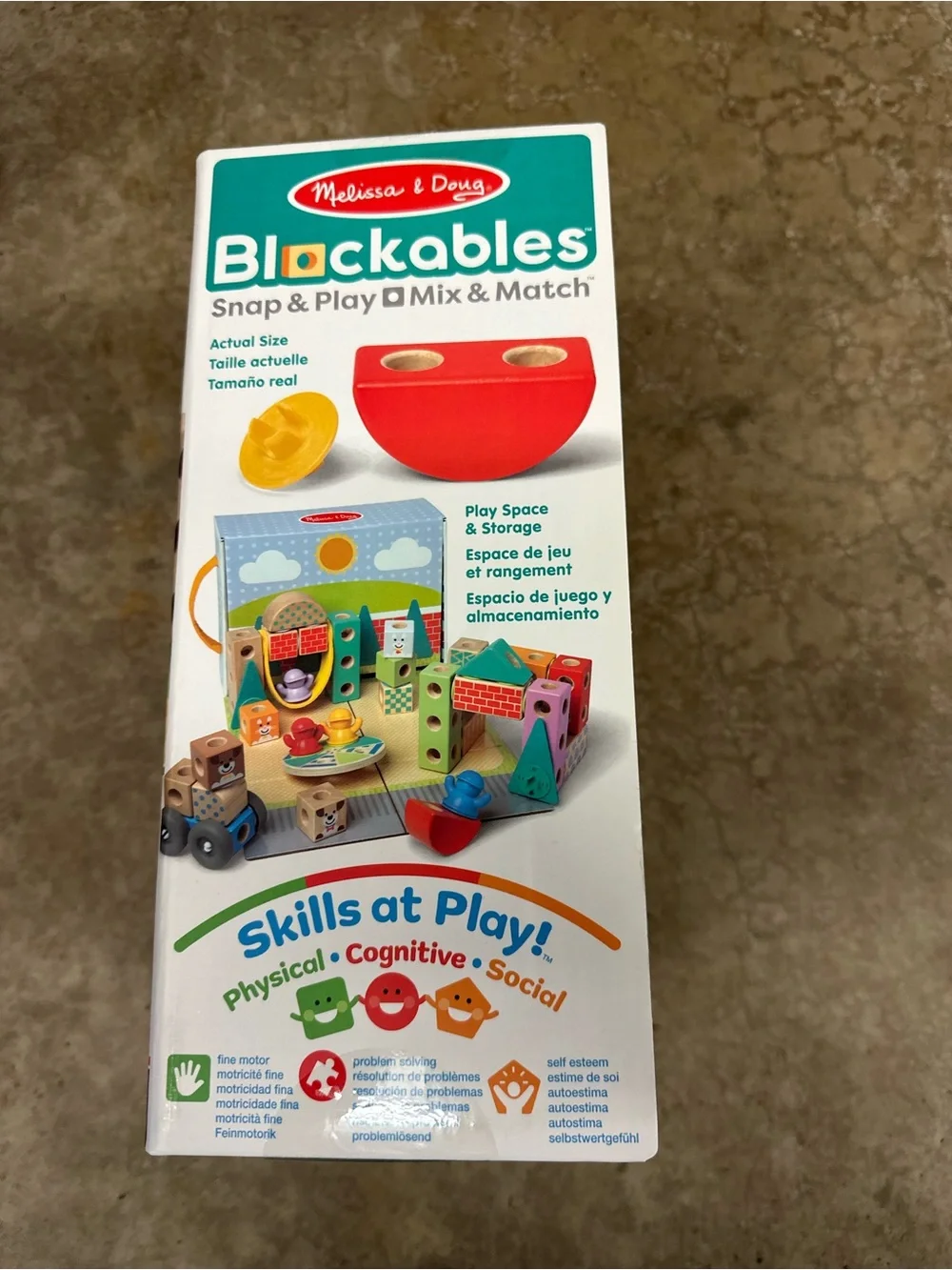 Melissa & Doug Blockables Town Play Set - Multicolor Wooden Snap & Play Blocks